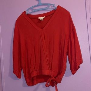 Urban Romantics orange bell sleeve top